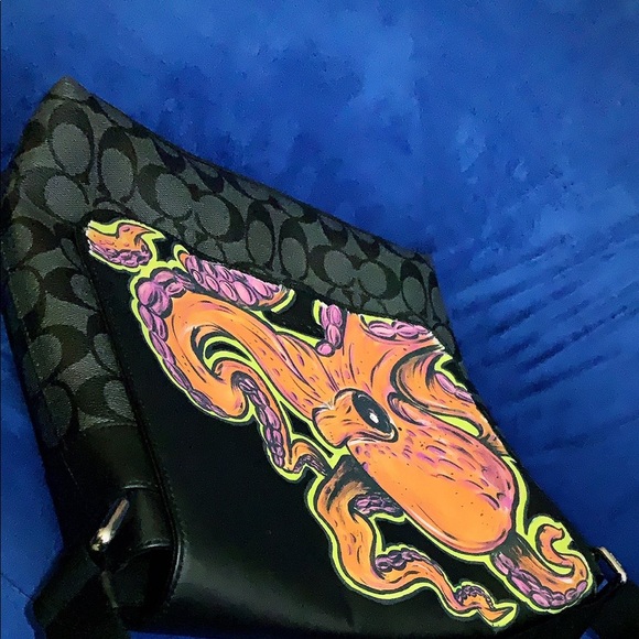 Custom Painted Coach Messenger Bag - Picture 2 of 2